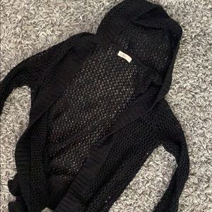 Hooded open knit cardigan